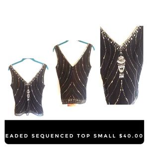 Beaded Black Sheer Cameo Top